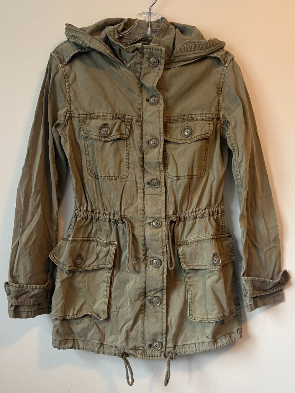 Aritzia Talula Hooded Trooper Olive Green Military Utility Jacket XX-Small XXS
